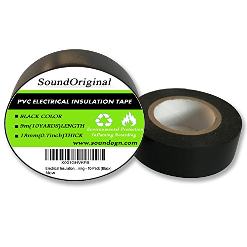 Soundoriginal Black Electrical Tape 10 Pack 3/4Inch By 30 Feet