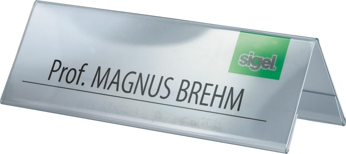 SIGEL TA132 Sign Holder, tent form, for 19 x 6 cm, double-sided presentation, rigid plastic, transparent, 5 Pieces