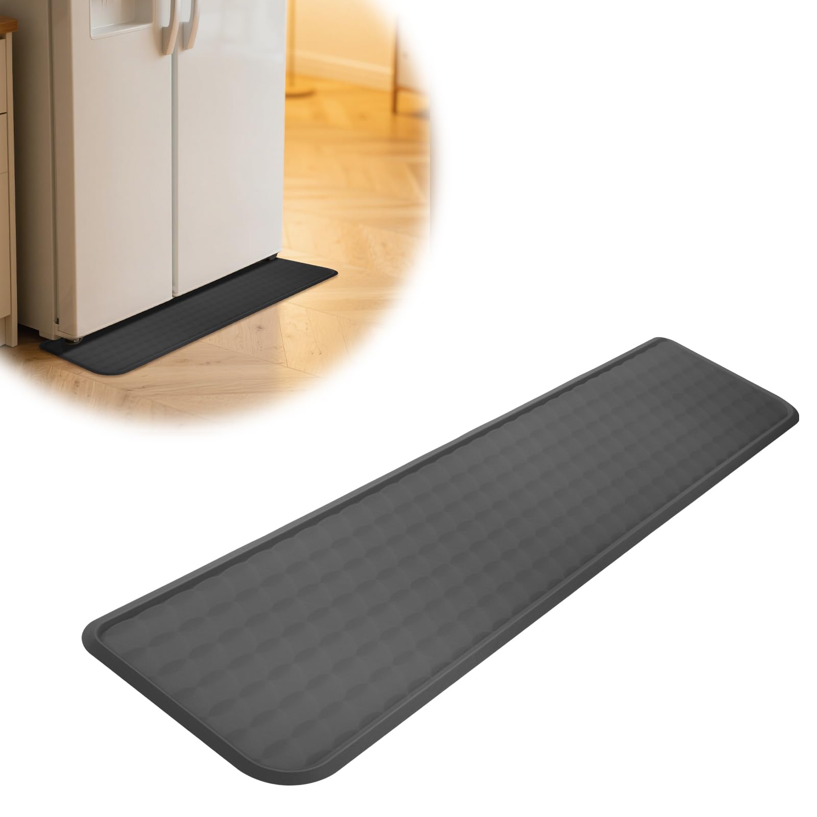 Photo 1 of Refrigerator Spill Mat, 37.5 X 8.5 Fridge Mat Silicone Drip Tray Catcher for Washing Machine Refrigerator Spill Liner Floor Protector Anti-Slip (Black) (Black)
