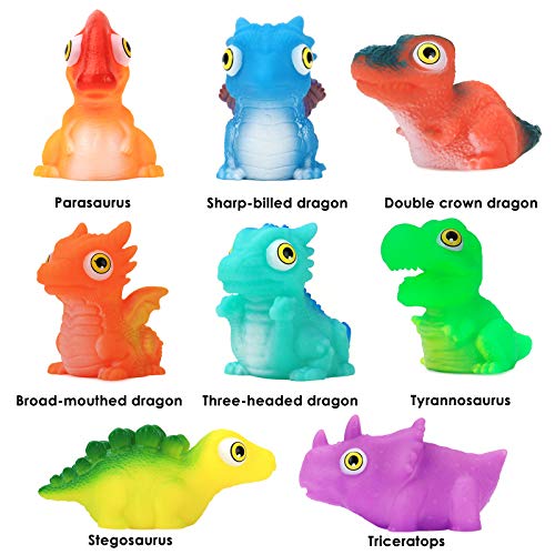 Lightaling 8 Packs Bath Toy,Light up Floating Dinosaur Bath Toys Set