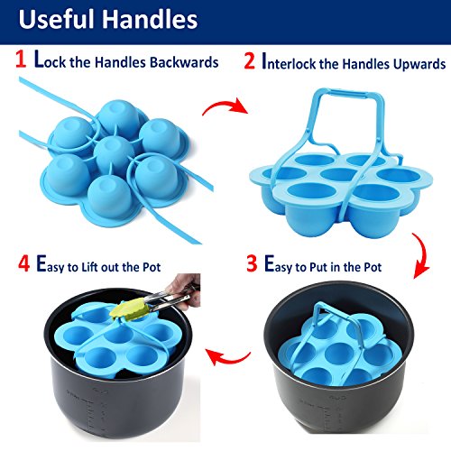 Upgraded Egg Bites Molds for Instant Pot Accessories by ULEE - Fits Instant Pot 5/6/8 qt Pressure Cooker, Two Removable Silicone Handles for Easily Taking the Hot Mold Out