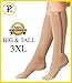 Presadee NEW (BIG & TALL 3XL) Open Toe Knee Length Zipper Up Compression Hosiery Calf Leg Support Stocking Stocks (Beige)