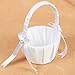 Juvale White Mini Flower Girl Basket with Satin Bow & Faux Pearl Beads - 8 x 5.2 x 6 in Satin - Wedding Decor & Petal Display