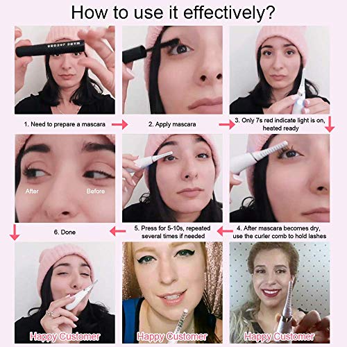 Heated Eyelash Curler, Acavado Electric Eyelash Curler Electronic Eye Lashes Curling Comb Quick Heating Long Lasting USB Rechargeable Natural - Thumbnail 5