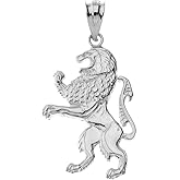 Claddagh Gold Polished 925 Sterling Silver Israel Lion of Judah Hebrew Pendant Charm Necklace