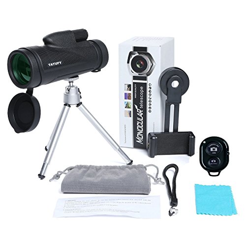 Monocular Telescope, Tatufy 12x50 HD Dual Focus Low Night Vision Waterproof High Power Spotting Scopes for Adults with Cell Phone Photography Adapter for Bird Watching, Hunting, Camping,Travelling