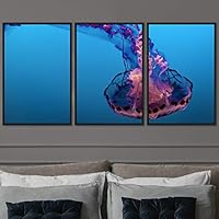 3 Piece Framed Canvas Wall Art Colorful Jellyfish Marine Life Canvas Prints Home Artwork Decoration for Living Room,Bedroom - 16