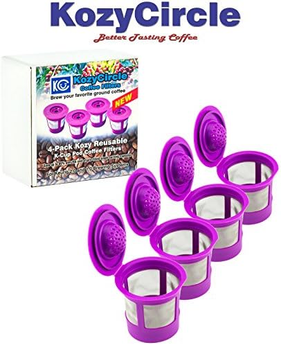 4-Pack Reusable Refillable Single K-Cup for Keurig 2.0 &amp; 1.0 Coffee Machines – KozyCircle Coffee Replacement Mesh Filter Pods with Lids – Perfect Gift for Coffee Lovers