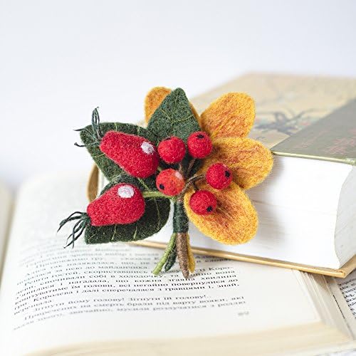Fall Jewelry Woodland Brooch Rowanberry Jewelry Dog Rose Brooch Original Brooch Handmade Felted Jewellery Original Gift for Woman Unique Christmas Gift for Nature Lover