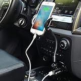 3-in-1 Car Phone Mount, Cell Phone Holder Cradle with Dual USB 2.1A Charger Compatible with iPhone X 8 7 6 6S Se 5S Samsung Galaxy S9 S8 S7 S6 S5, HTC LG Sony Nexus Motorola and More