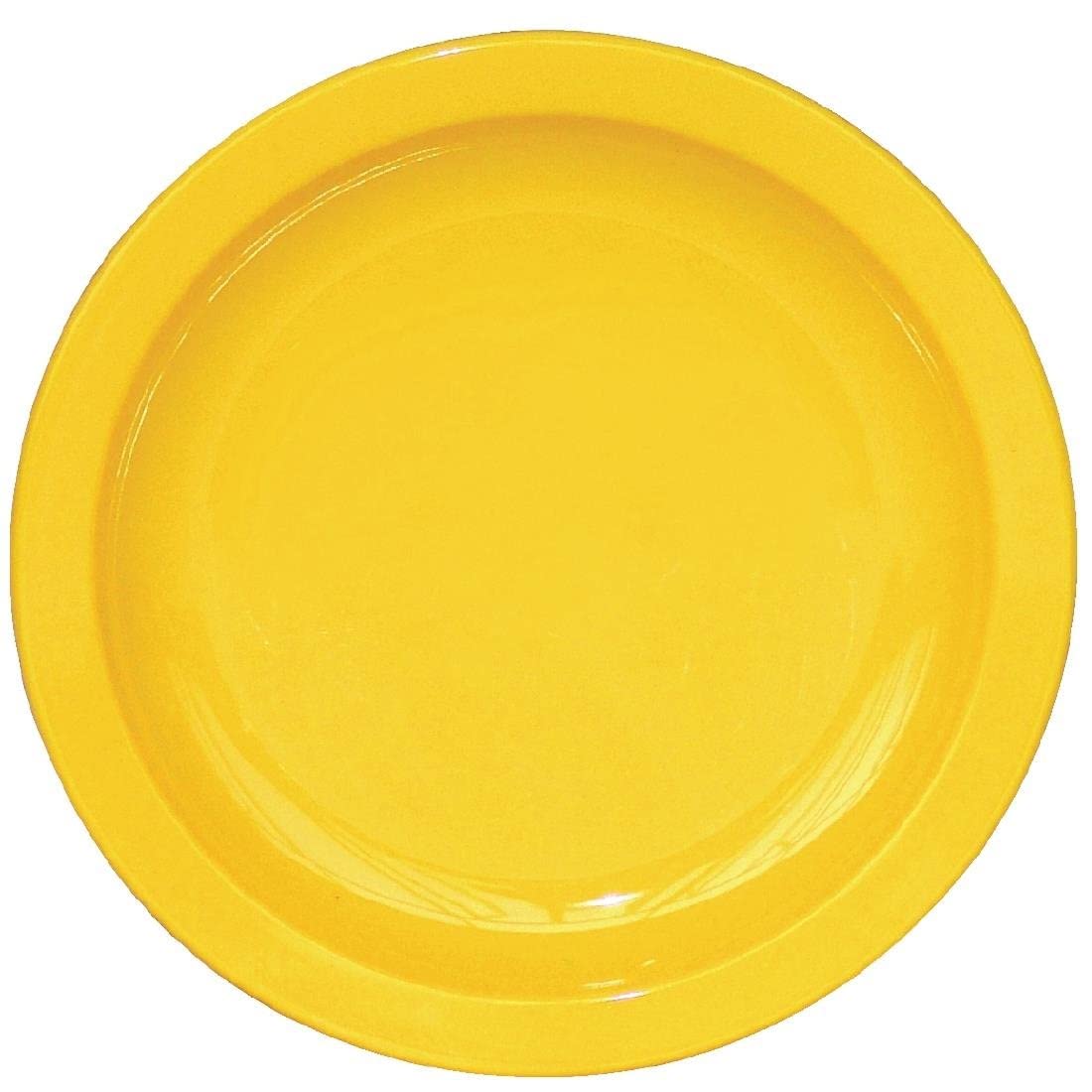 Olympia Kristallon Reusable Plastic Plates Set - 172 mm (Pack of 12), Yellow, Shatterproof Polycarbonate Plastic Plates, Smaller Portion Plate, Children's Plates, CB763