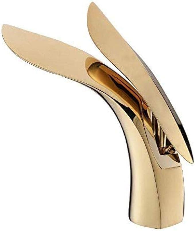 Grifo Lavabo de latón dorado Grifo del baño Montaje en cubierta Lavabo