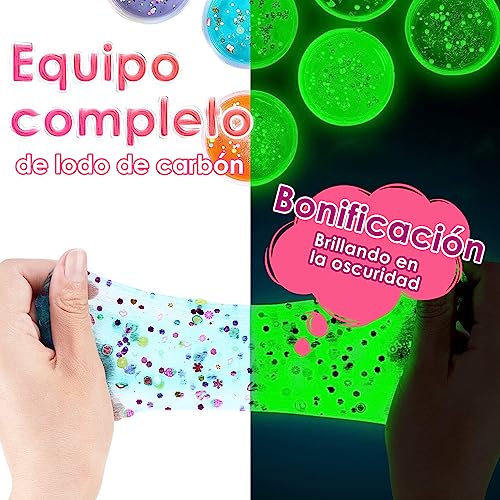 Nasjac Slime Kit Fabricación para Niñas Niños, 120 Pcs DIY Kit de Limo de Suave No pegajoso Liso, 24 Color Crystal Slime Set Juguetes para Apretar, Regalo de Navidad Niña Niño 3+Años