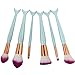 Coshine 6pcs/set Blue Mermaid Nylon Hair Makeup Brush Set, for Foundation, Eyeshadow, Blush, Cream, Concealer, Loose Powder