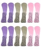 Best Non Skid Hospital Socks / Anti Slip Grip Socks For Women / Mens Non Slip - Grip Socks - Fuzzy Slipper Socks - 6 Pack