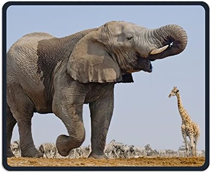 Loxodonta Africana, With Giraffes And Zebras Office,game Necessary,good Partner Mouse,18x22cm Mouse Pad