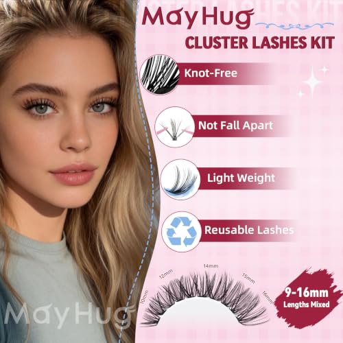 MAYHUG Cluster Lashes Kit,640PCS Natural Wispy Lash Clusters,30D 40D 9-16mm | 640PCS Natural & Wispy Lash Clusters Kit for soft, fluffy and everyday lash styles.
