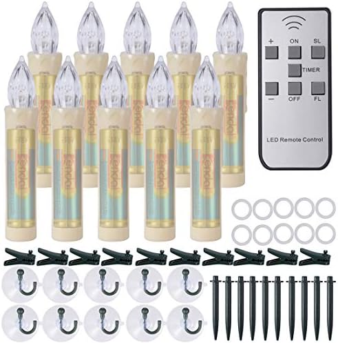 LED Window Candles with Remote Timer, Batteries Included, PChero 10 Packs Waterproof Dimmable Warm White Battery Operated Flameless Taper Candles for Home Indoor Outdoor Holiday Decorations