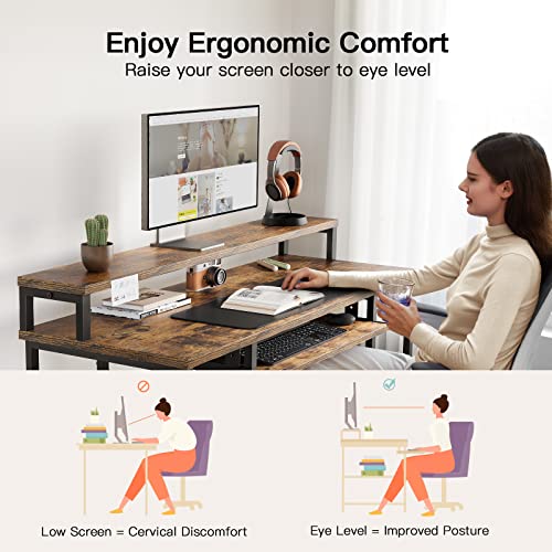 NOBLEWELL Computer Desk with Storage Shelves, 47 inch Home Office Desk with Monitor Stand