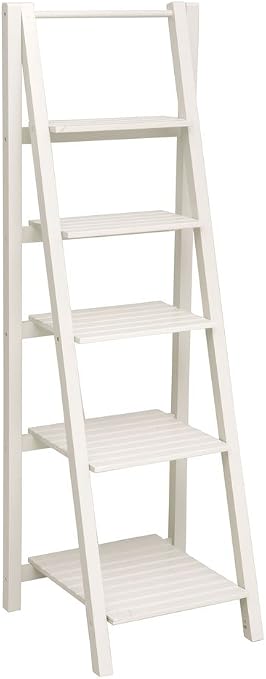 Amazon Com Cape Craftsman 5 Tier Narrow Ladder Shelf Unit White Furniture Decor