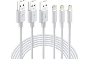NIKOLABLE Lightning Cable MFi Certified - iPhone Charger 3Pack 3FT Lightning to USB A Charging Cable Cord Compatible with iPhone 14 13 12 SE 2020 11 Xs Max XR X 8 7 6S 6 Plus 5S iPad Pro iPod Airpods - White