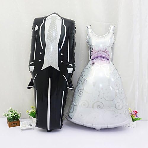 46'' Giant Bride and Groom Wedding Dress Aluminum Foil Balloons For Valentine's Day, Wedding, Engagement Party by WULEEUPER