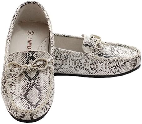 Cream Faux Alligator Skin Loafer Dress Shoes Toddler Girls 8