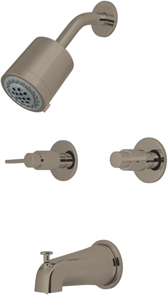 Kingston Brass KBX8148NDL 5-Inch length in Tub Spout NuvoFusion Two Handle Tub and Shower Faucet, Brushed Nickel