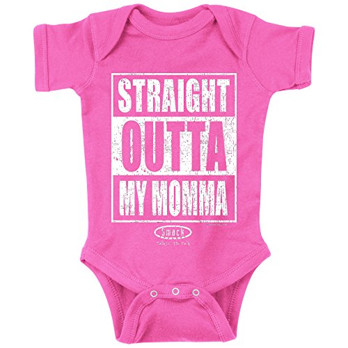 Straight Outta My Momma Baby Boys & Girls Pink Onesie (6M)