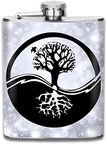Bonsai Tree Circle Root Cool Stainless Steel Liquor Flagon Retro Pocket Flask Great Little Gift