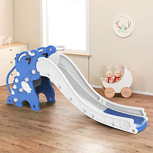 Sweety Toys 12763 freistehende Rutsche Dino Dinosaurier blau 3-in 1 Produkt Basketballspiel, Ringe werfen – Bild 7