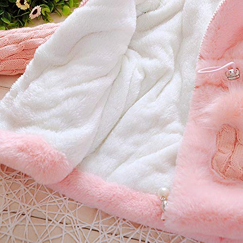 TLoowy Little Girl Winter Coat, Kids Toddler Baby Girl Hoodie Coat Jacket Warm Fuzzy Fleece Outerwear (Pink,18-24 M) - Thumbnail 2