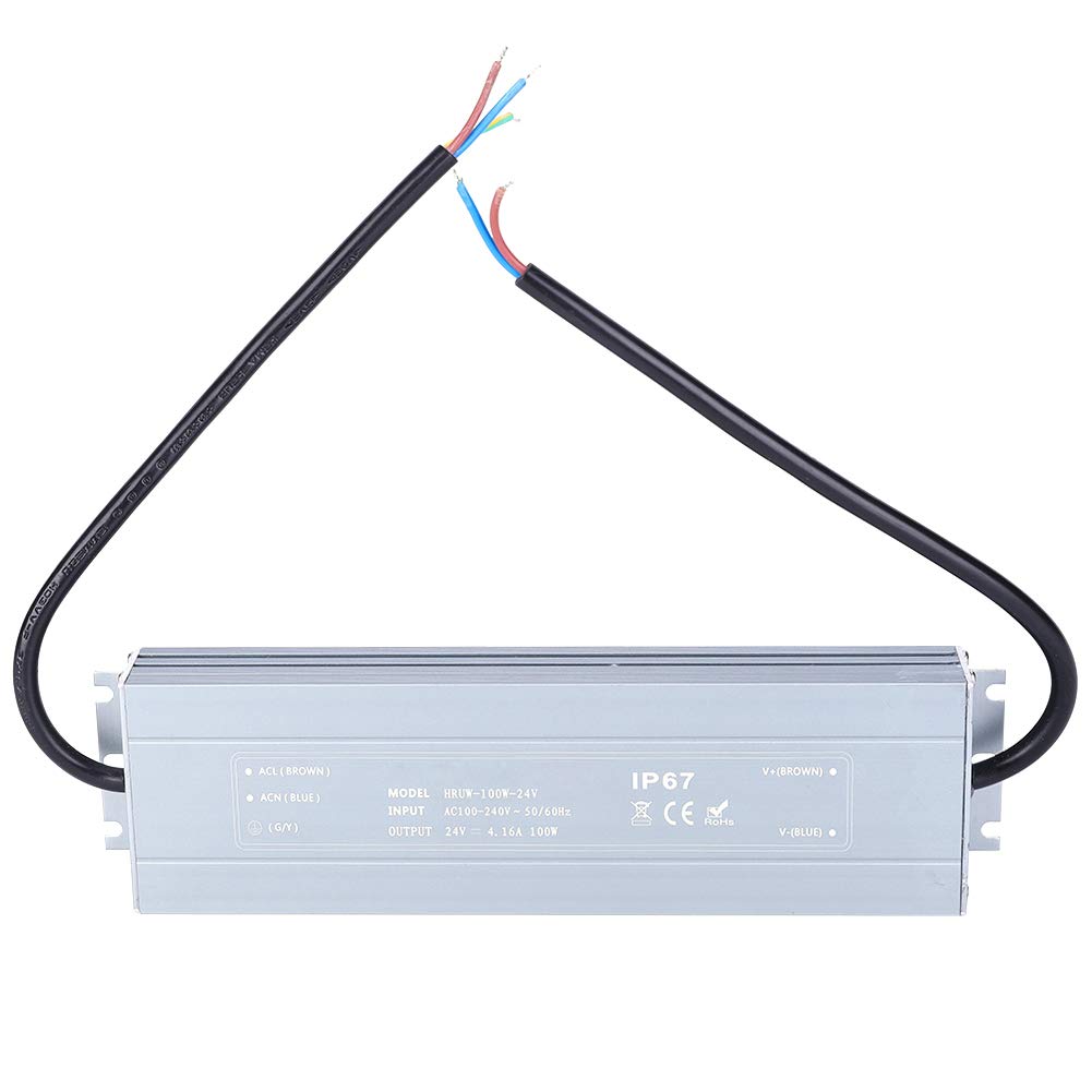 LED Driver Transformer 100W Waterproof Power Supply Adapter 100-240VAC to 24V DC Low Voltage Output for LED Light Strip