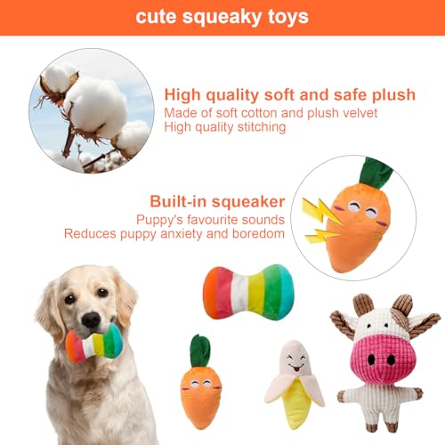ZMDMAH Set of 8 Dog Toys Puppy Toys with Plush Rope Ball and Whistle Chew Toy and Interactive Games for Small Dog and Puppy