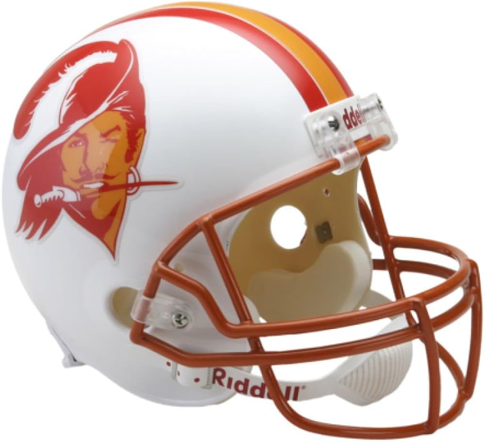 Riddell NFL Tampa Bay Buccaneers Helmet Replica Full Size VSR4 Style 1976-1996 Throwback, One Size, Team Color : Sports Related Collectible Helmets : Clothing