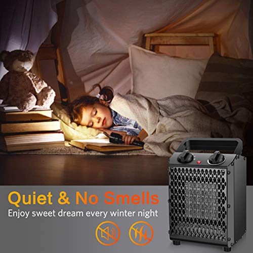 Portable Space Heater - 750W/1500W Portable Electric Heater w/3 Modes & Adjustable Thermostat, Small Ceramic Space Heater for Office, Home, Indoor Use, Overheat Protection, Personal Desktop Fan, 8.19x8.19x11.22 inch