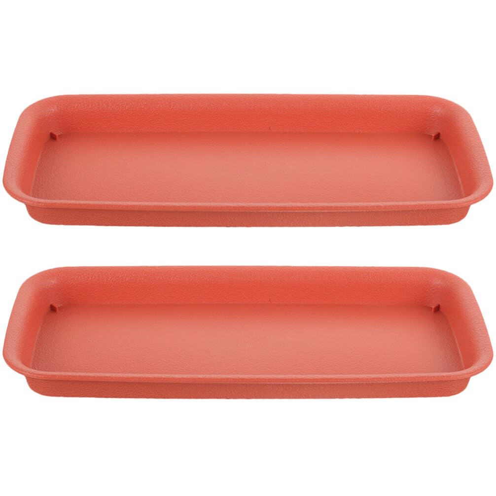 Yardwe 2pcs Rectangular Plastic Plant Saucers Tray Flower Pot Drip Tray Succulent Pot Saucer Plate Planter Round Tray for Holding Water Drips and Soil (33X14CM)
