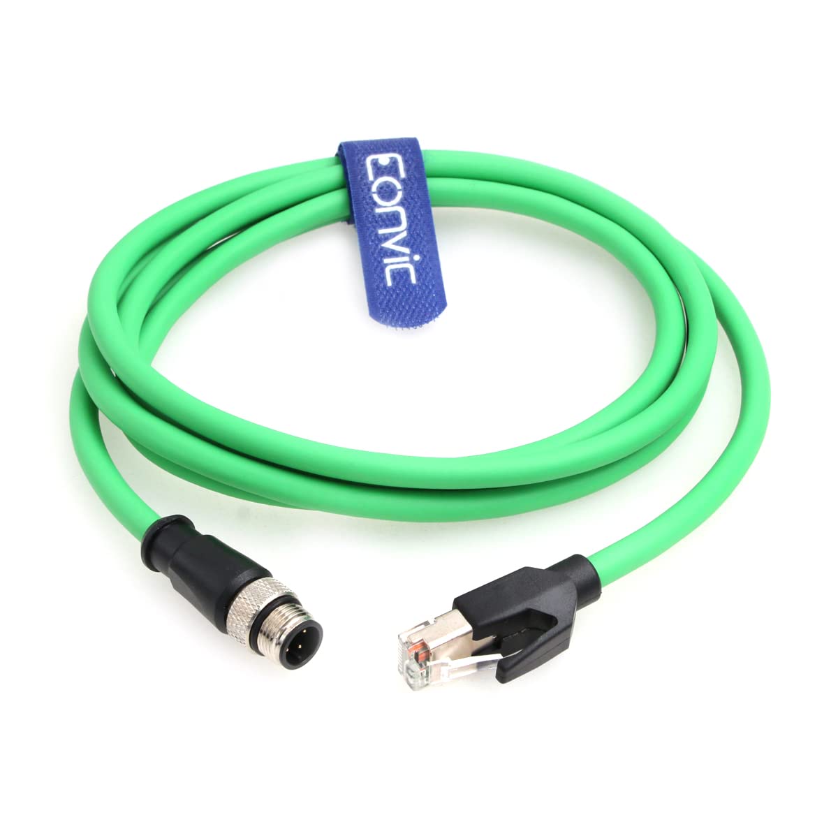 EONVIC M12 Ethernet Cable High Flexible M12 to RJ45 Patch Cord 4Pin D-Coded Industrial Shielded Cat5e SFTP 26AWG Waterproof IP67 for Cognex Industrial Ethernet High Flex Cable — image 1