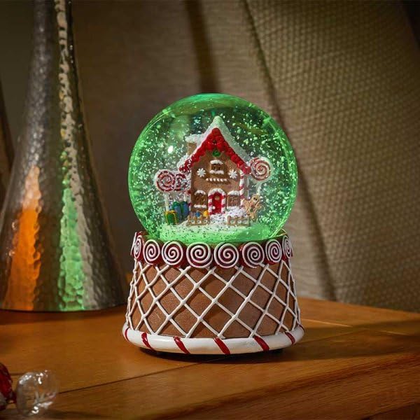 Musical Snowman Gingerbread Snow Globe Water Ball Plays We Wish You a Merry Christmas