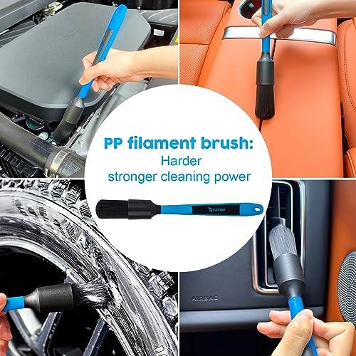 RAYBAO Car Detailing Brush Set, 3pcs Auto Detailing Brush, Boars Hair Detailing Brushes, Ultra Soft No Scratch Detail Brush for Interior Exterior, Wheels, Tire, Leather Seats, Dashboard, Air Vent