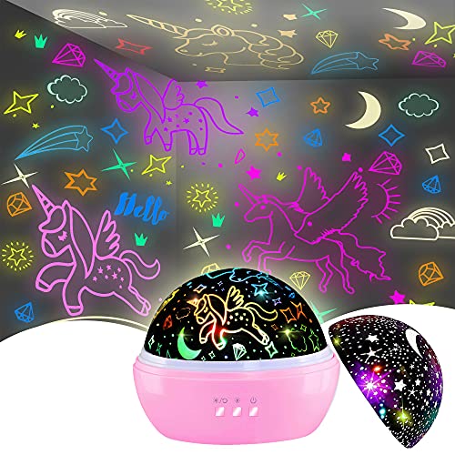 HONGID Night Light for Kids,Unicorn Night Light&Star Projector Gifts for Kids Toddlers,Night Light Projector for Baby…