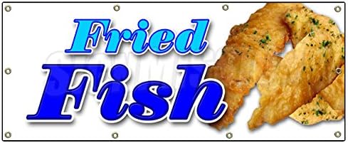 Amazon Com 48 X120 Fried Fish Banner Sign Fry Fish Deep Seafood