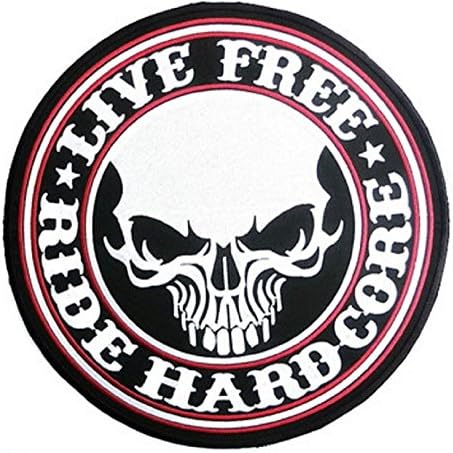 LIVE FREE RIDE HARDCORE Skull Large Cool Embroidered Patch Badge 9.5 inch Look Cool Embroidered Iron-on Sew Craft for Biker Trucker Rocker Chopper Jacket