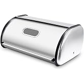wondihao Stainless Steel Bread Box for Kitchen Countertop, Extra Thick Sturdy Bread Storage Container Large Bread Keeper Roll Up Style， Capacity Bread Keeper, 17 x 11 x 7.5 Inches