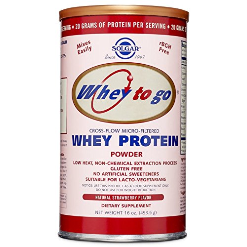 Solgar Whey To Go Protein Powder Natural Strawberry Flavor, 16 Ounce