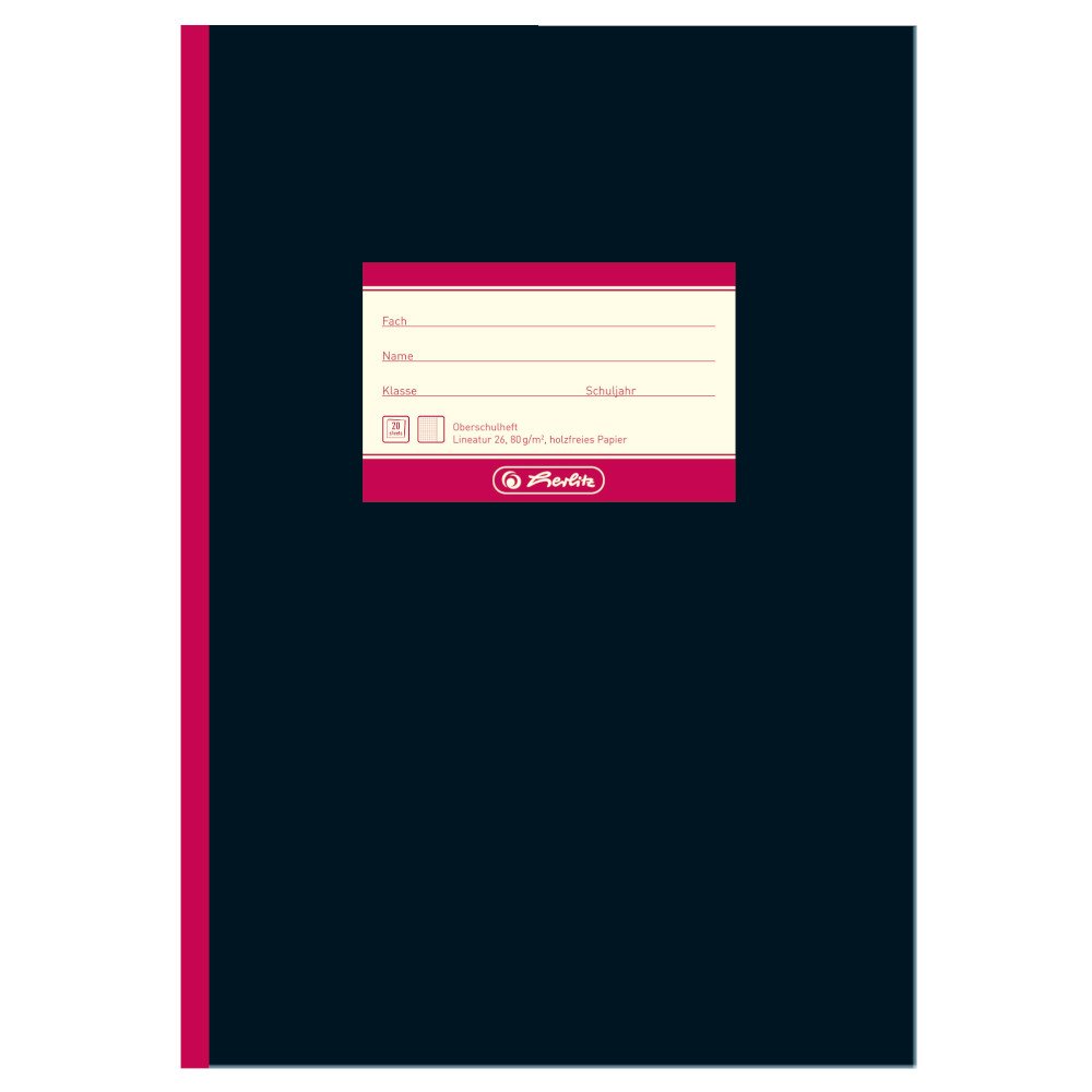 Herlitz 11338191 Exercise Book A4, Lined with Margin, 20 Sheets, Pack of 10 Chequered