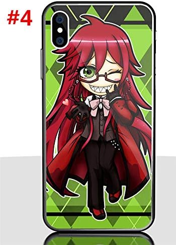 Anime Black Butler Kuroshitsuji Steel Glass TPU Phone Case Cover for iPhone X iPhone 6 6s 7 8 Plus (#4, for Iphone6/6s Plus)