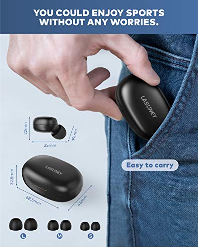 LASUNEY Bluetooth 5.0 True Wireless Earbuds with Charging Case for iPhone Android, Touch Control Waterproof Single-Twins Mode TWS Stereo Headphones with mic, in-Ear Earphones Headset for Sport - Thumbnail 6