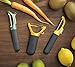 Joseph Joseph Multi-Peel Peeler Set Straight Serrated Julienne Blades Easy Grip Handles Stainless Steel Blade for Kitchen Vegetable Fruit, 3-Piece, Multicolored