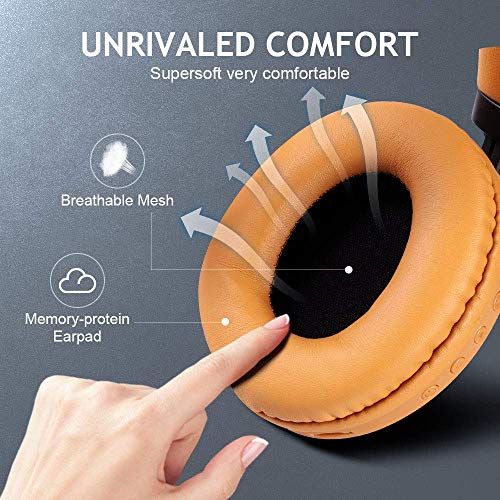 Wireless Headset, STOGA Over-Ear Headphones with Mic Bluetooth Earphones with Stereo Bass (Brown)